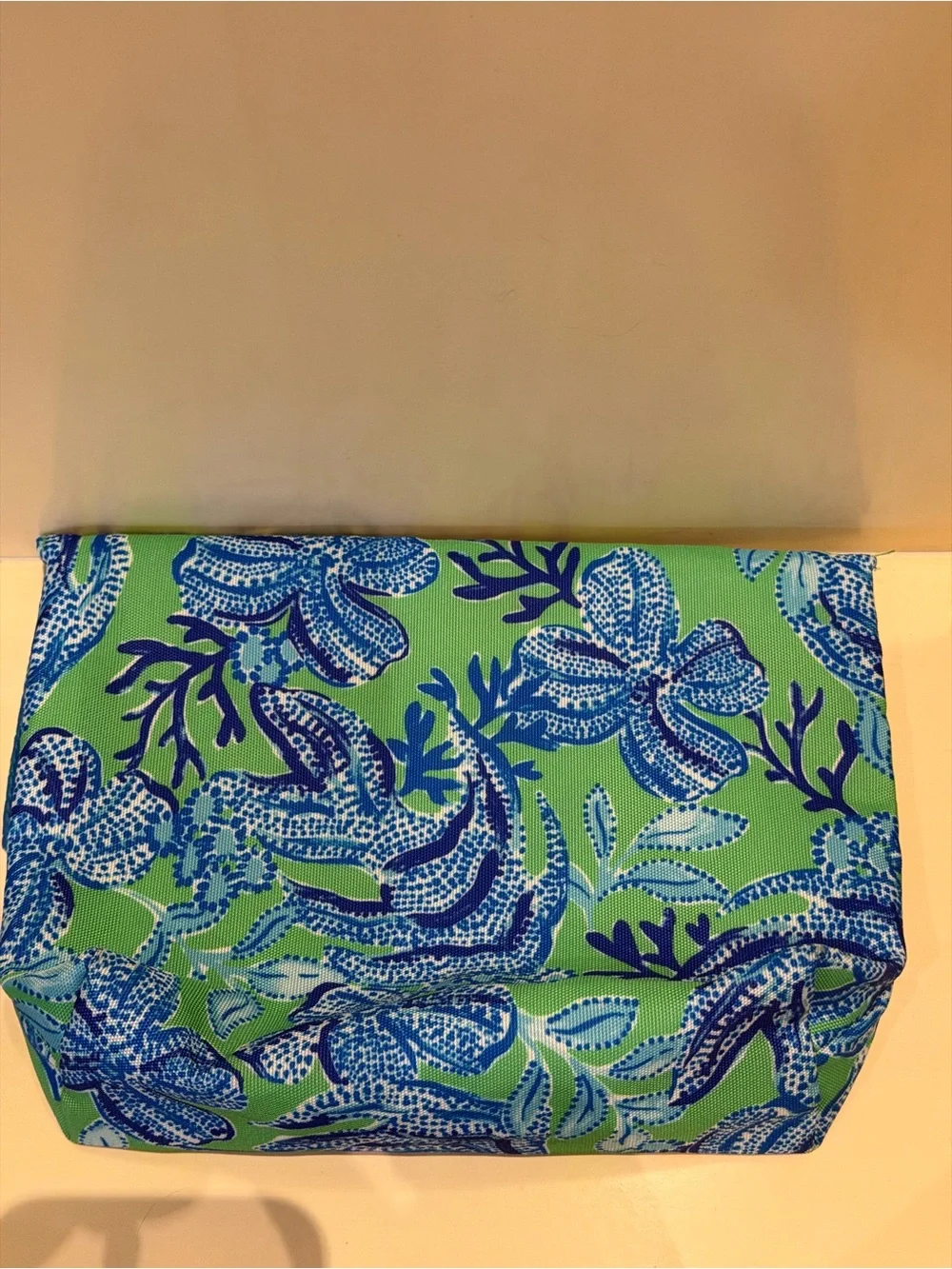 Lilly Pulitzer Green and Blue pouch with Gold Plaque